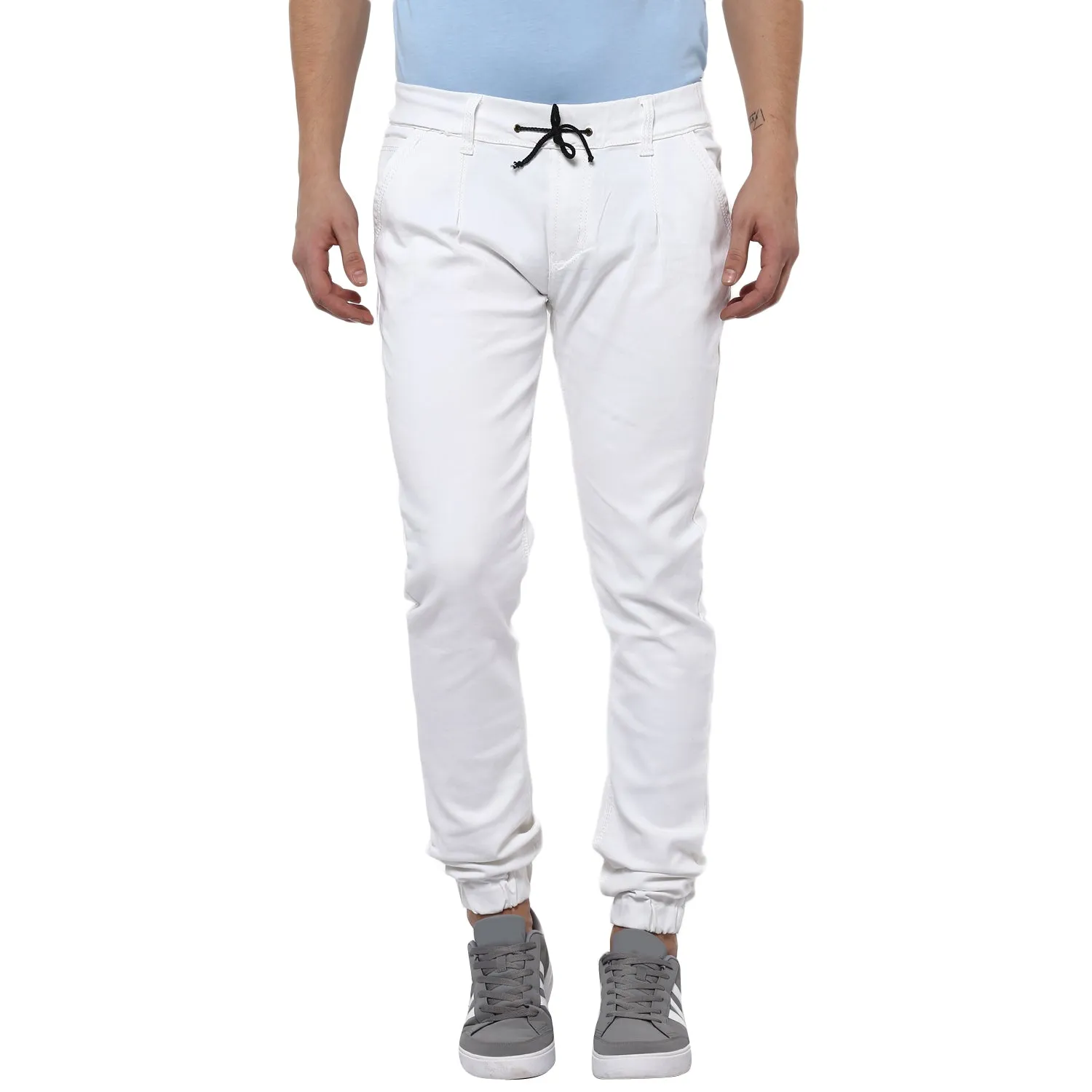 Men's White Slim Fit Stretchable Jogger Jeans