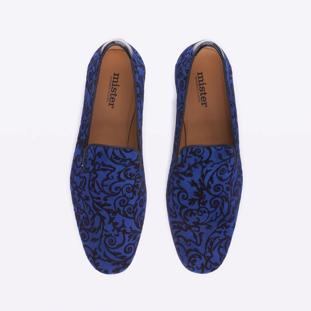 Mister 39052 Hijes Men's Shoes Blue Cashmere Print / Suede Leather Slip On Loafers (MIS1006)