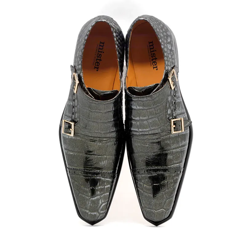 Mister Salo Men's Shoes Patent Leather Double Monk-Straps Loafers (MIS1162)