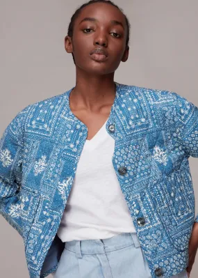 Multicolour Bandana Print Quilted Jacket