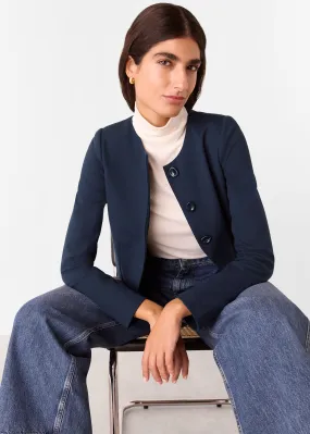 Navy Anne Ponte Button Jacket