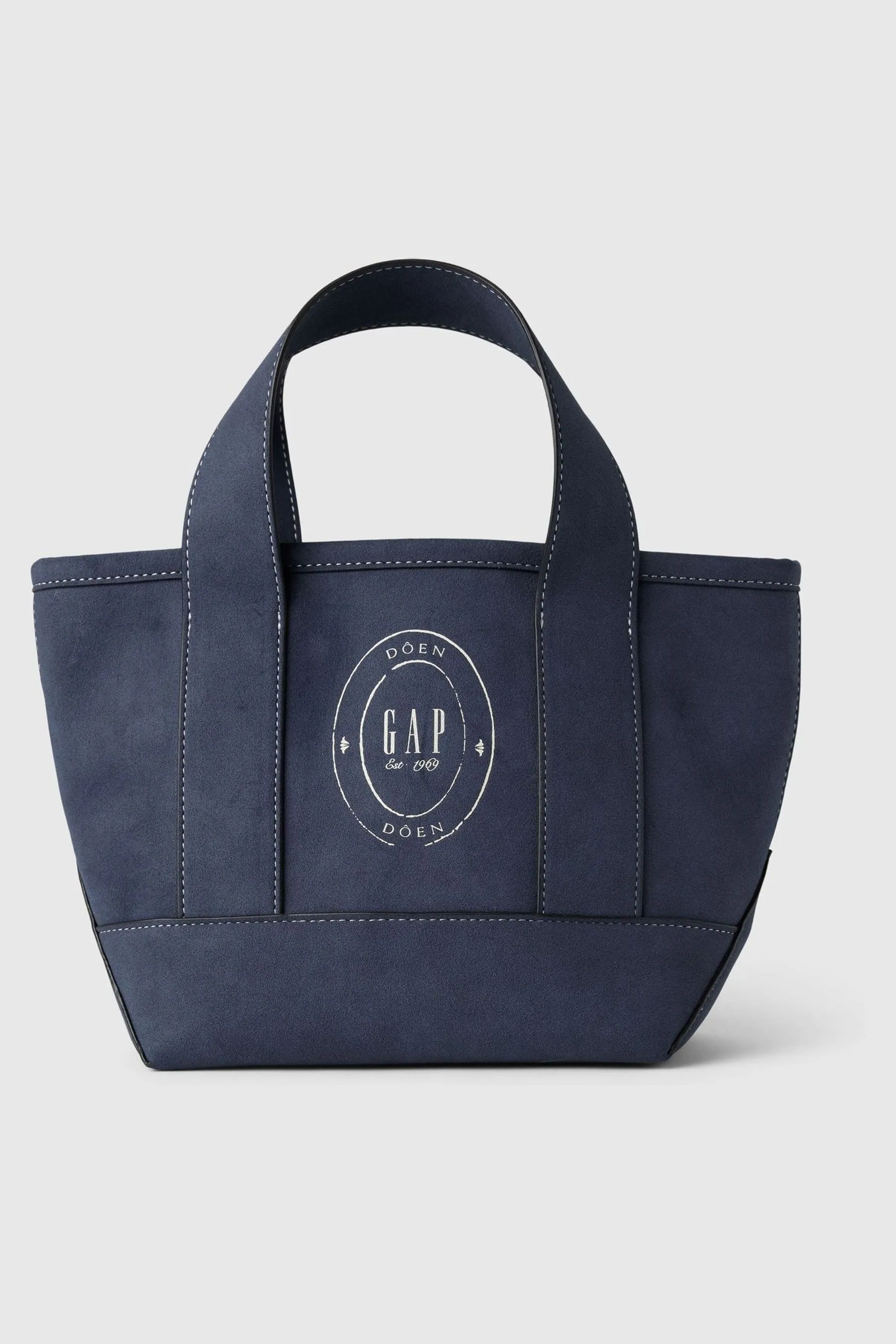 Navy Blue DÔEN Vegan Suede Logo Tote Bag