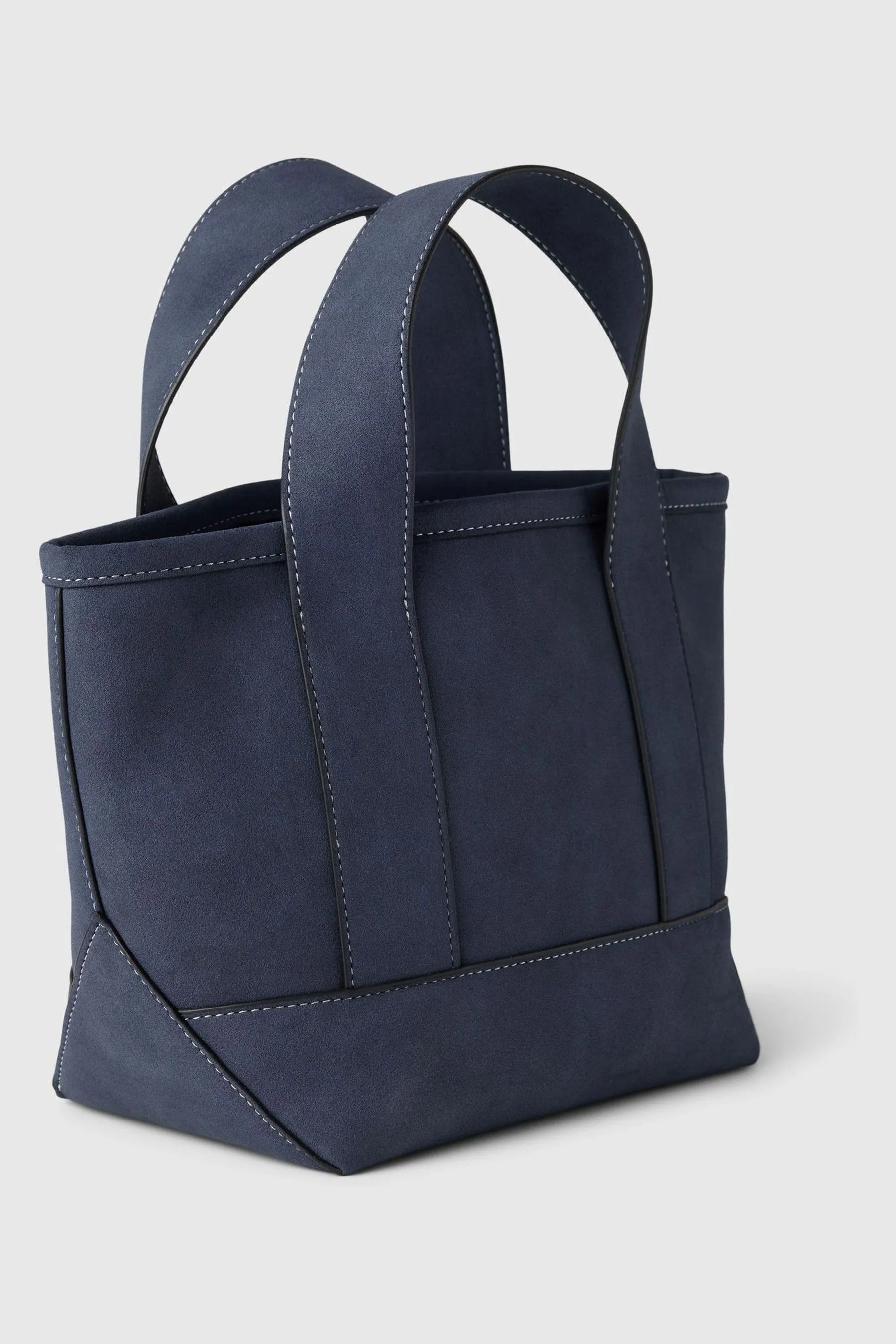 Navy Blue DÔEN Vegan Suede Logo Tote Bag