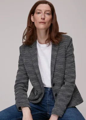 Navy Tweed Slim Jersey Jacket