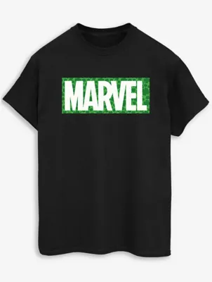 NW2 Marvel St Patrick's Day Logo Adult Black T-Shirt | Men | George at ASDA