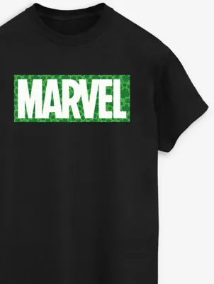 NW2 Marvel St Patrick's Day Logo Adult Black T-Shirt | Men | George at ASDA