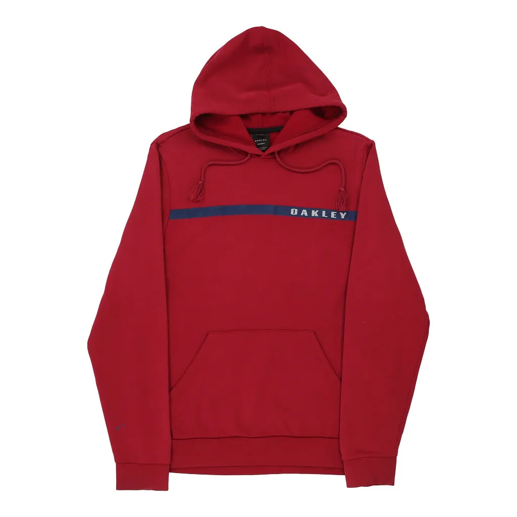 Oakley Spellout Hoodie - Medium Red Cotton Blend