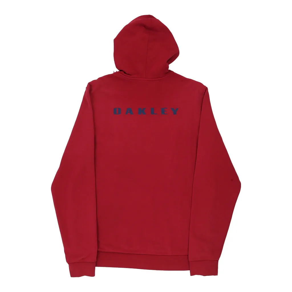 Oakley Spellout Hoodie - Medium Red Cotton Blend