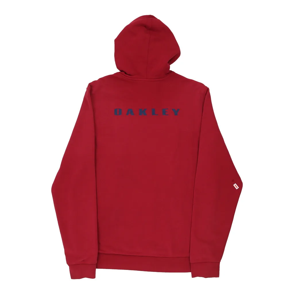 Oakley Spellout Hoodie - Medium Red Cotton Blend