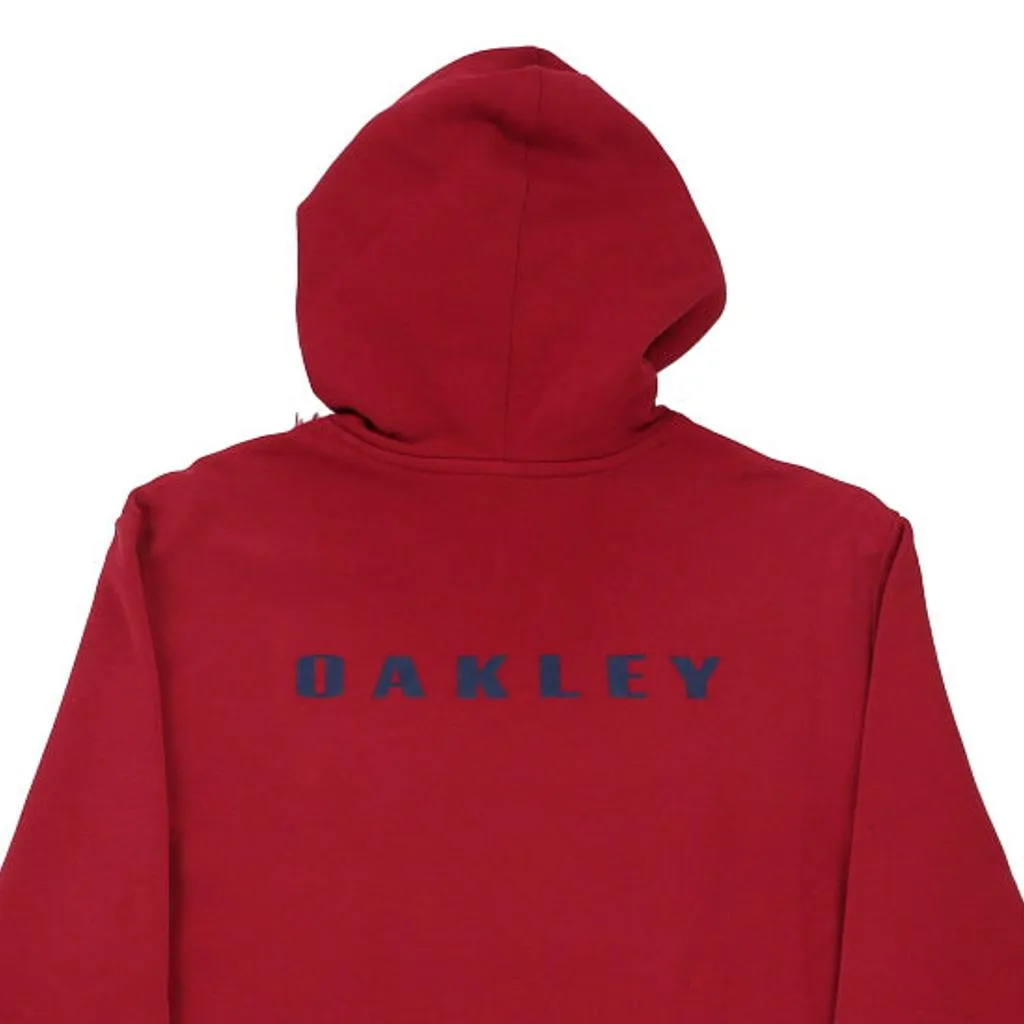 Oakley Spellout Hoodie - Medium Red Cotton Blend