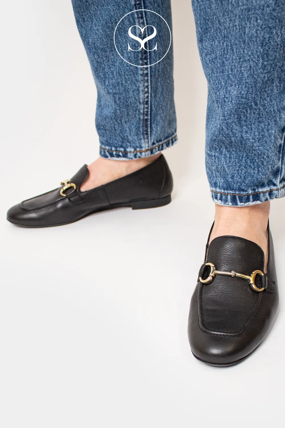 PAUL GREEN 2596 BLACK LEATHER PENNY LOAFERS