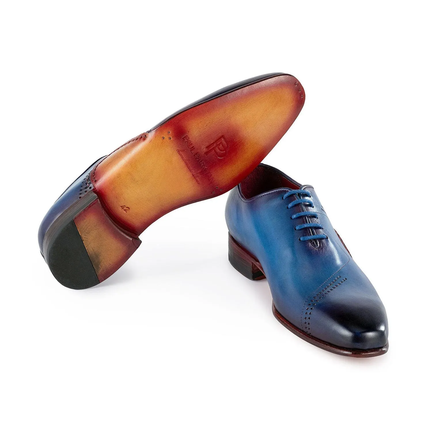 Paul Parkman Men's Shoes Hand-Painted Leather Cap-Toe Double Monk-Straps Loafers (PM6440)