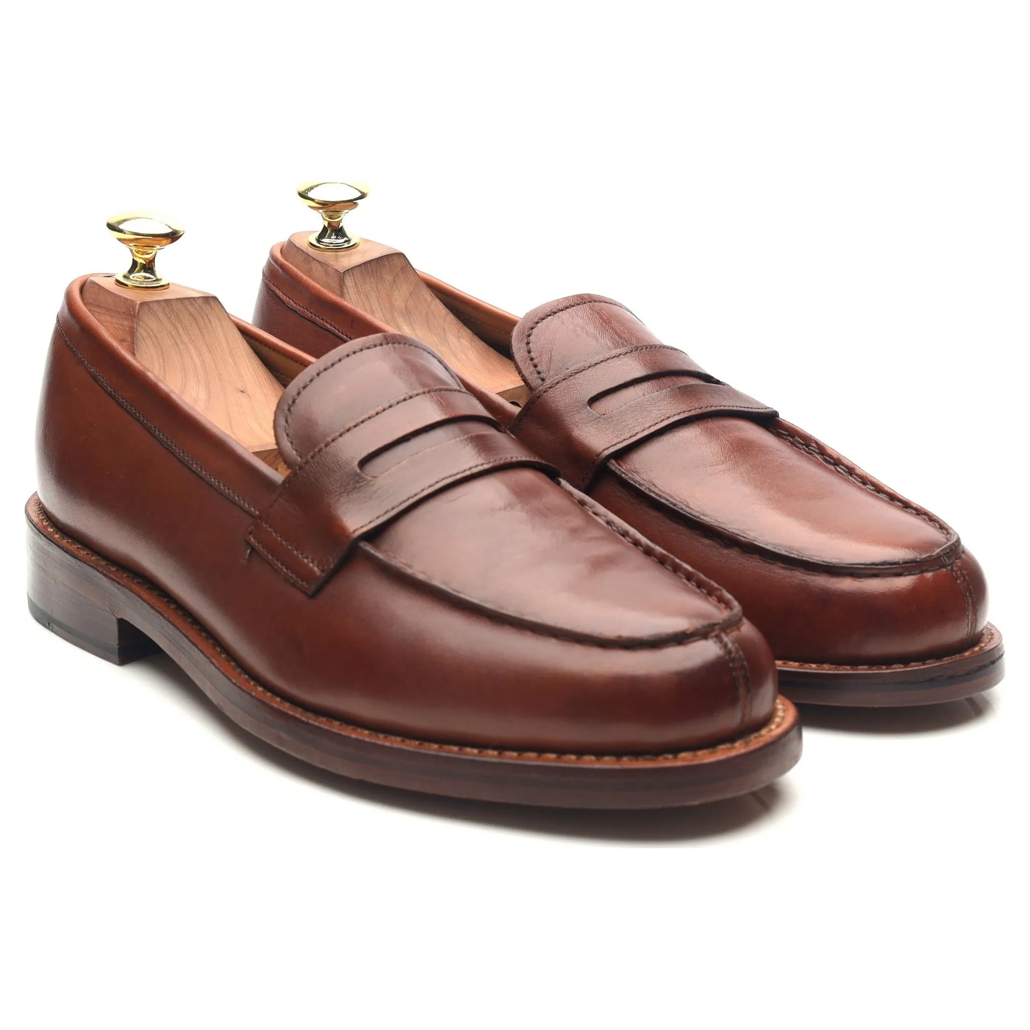 'Peter' Tan Brown Leather Loafers UK 7.5 E