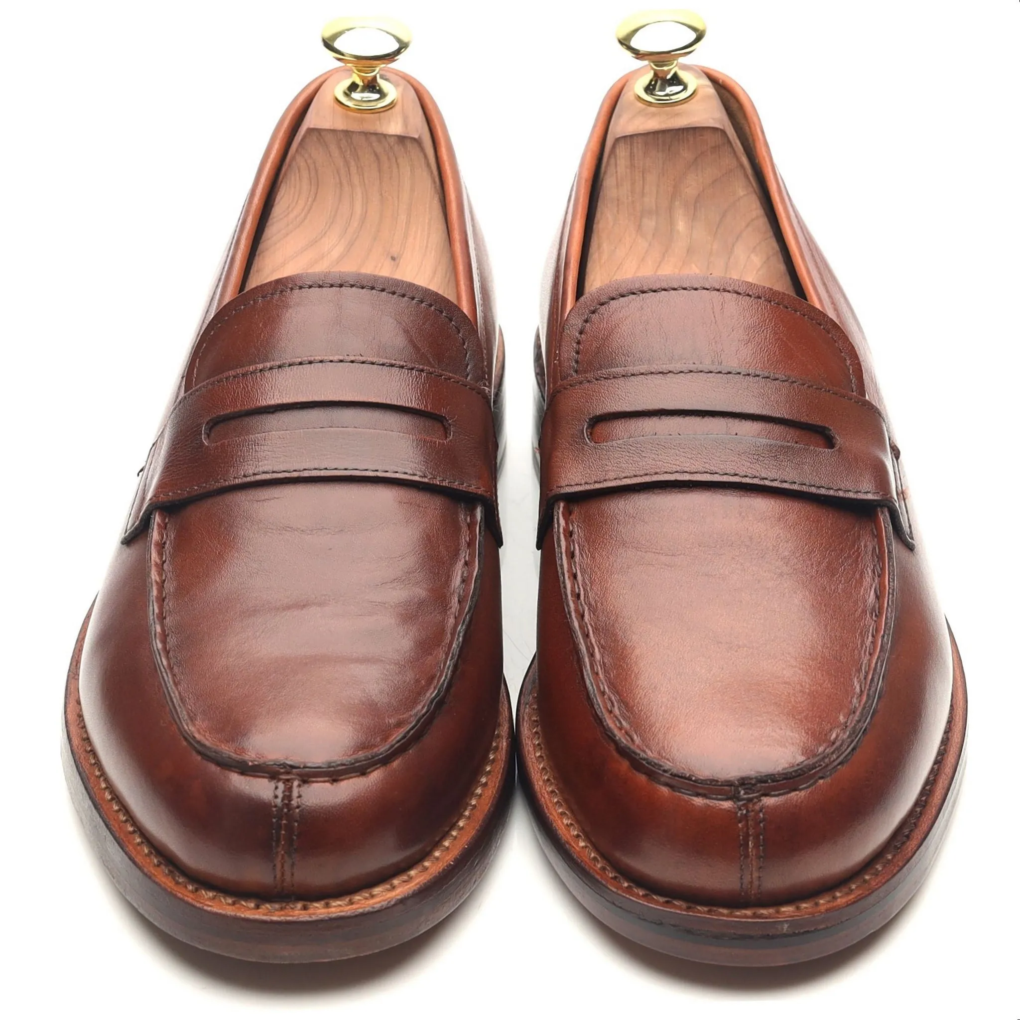 'Peter' Tan Brown Leather Loafers UK 7.5 E