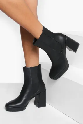 Platform Heeled Chelsea Boots