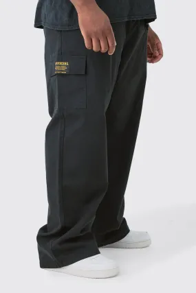 Plus Elastic Waist Twill Relaxed Fit Cargo Tab Pants