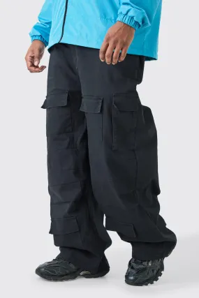 Plus Fixed Waist Wide Leg Twill Cargo Pants