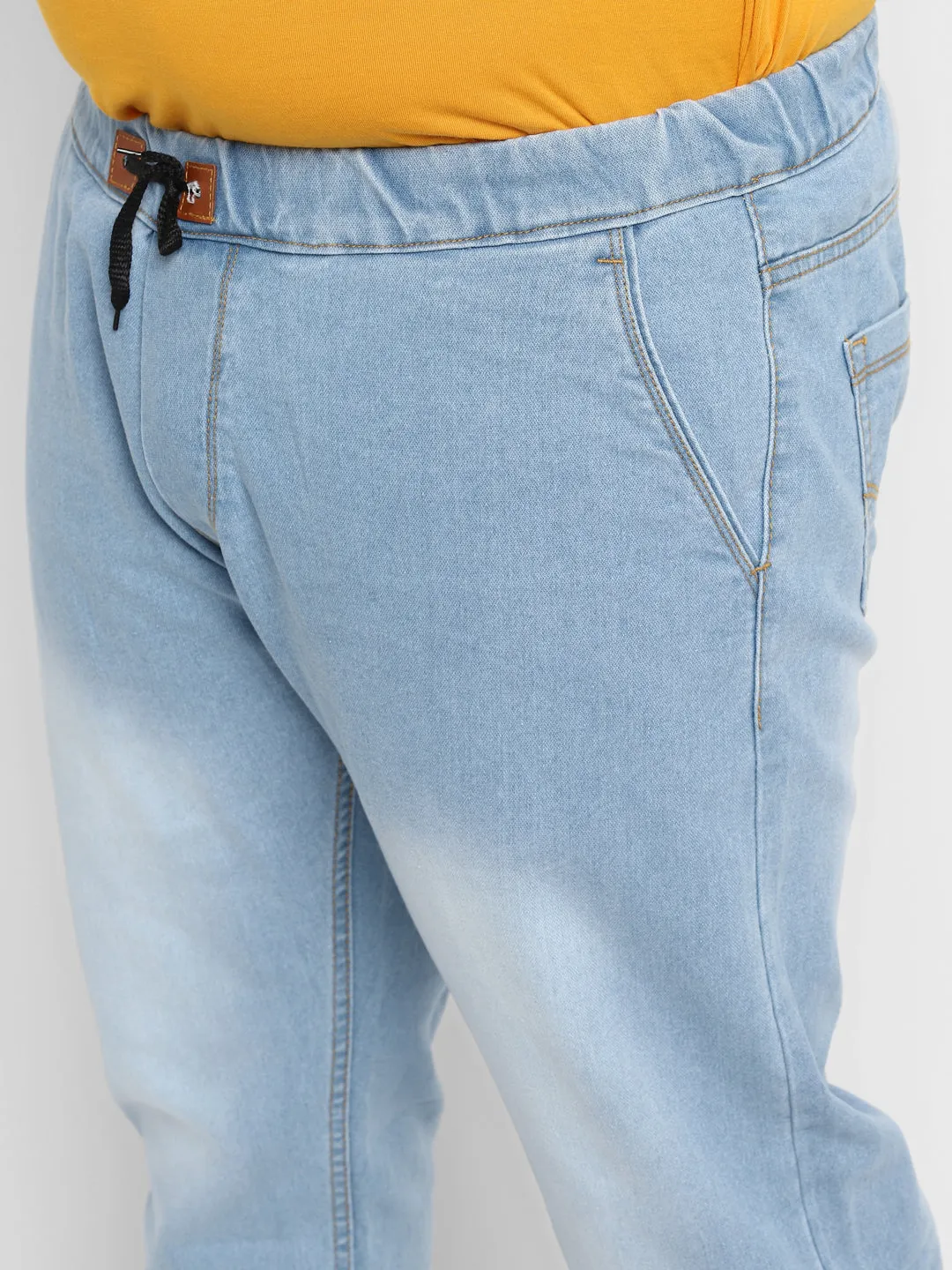 Plus Men's Light Blue Regular Fit Jogger Jeans Stretch