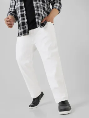 Plus Men's White Regular Fit Stretch Jeans