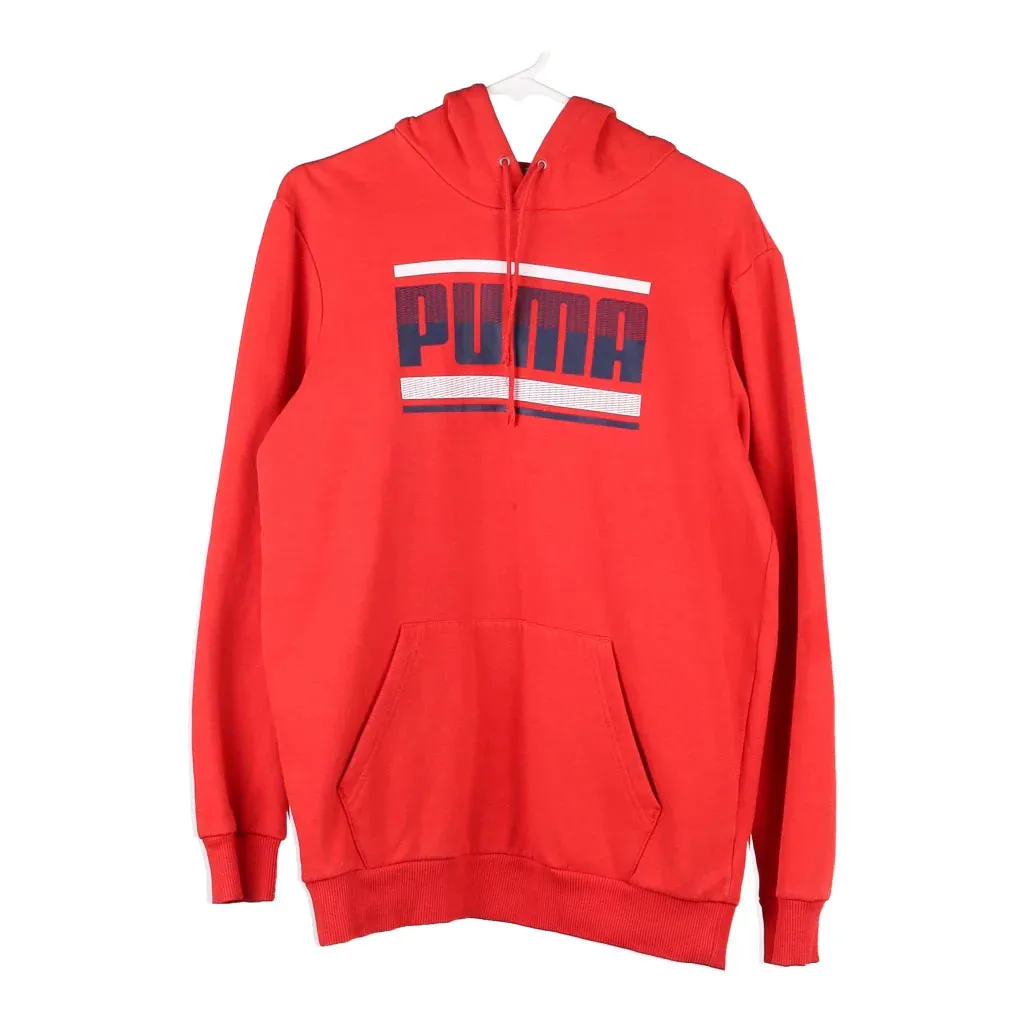 Puma Spellout Hoodie - Small Red Cotton