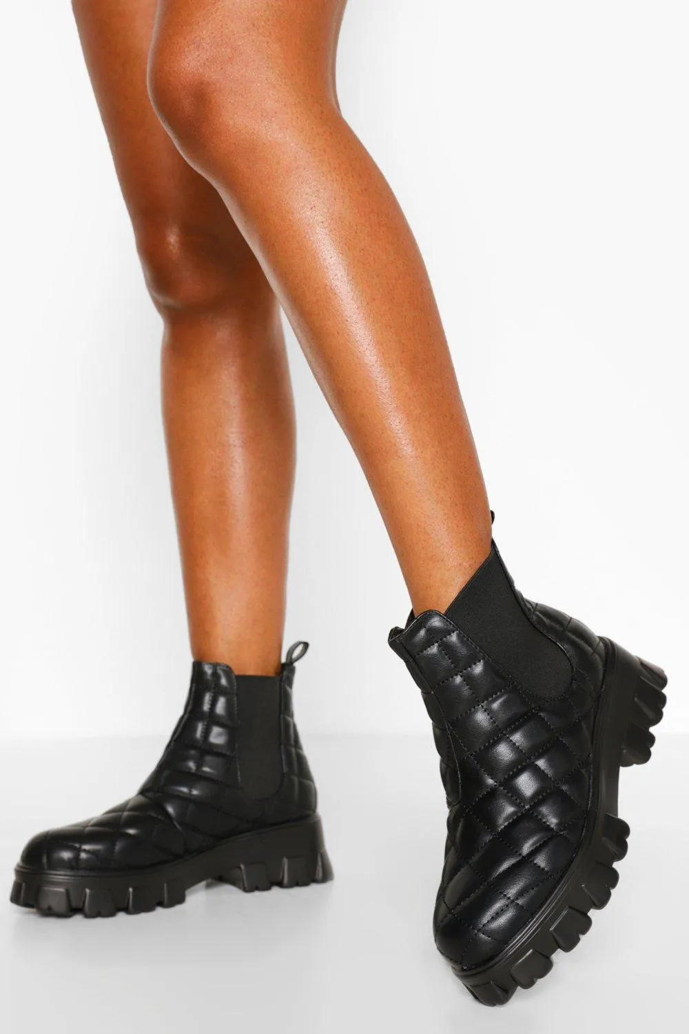 Quilted Chunky Platform Chelsea Boots