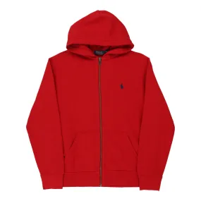 Ralph Lauren Hoodie - Medium Red Cotton Blend