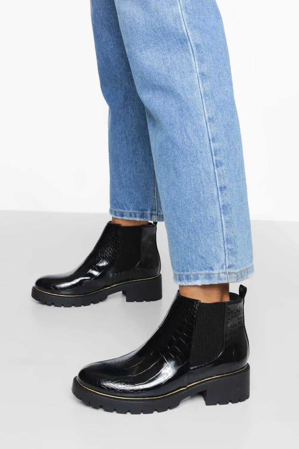 Rand Detail Croc Chelsea Boots