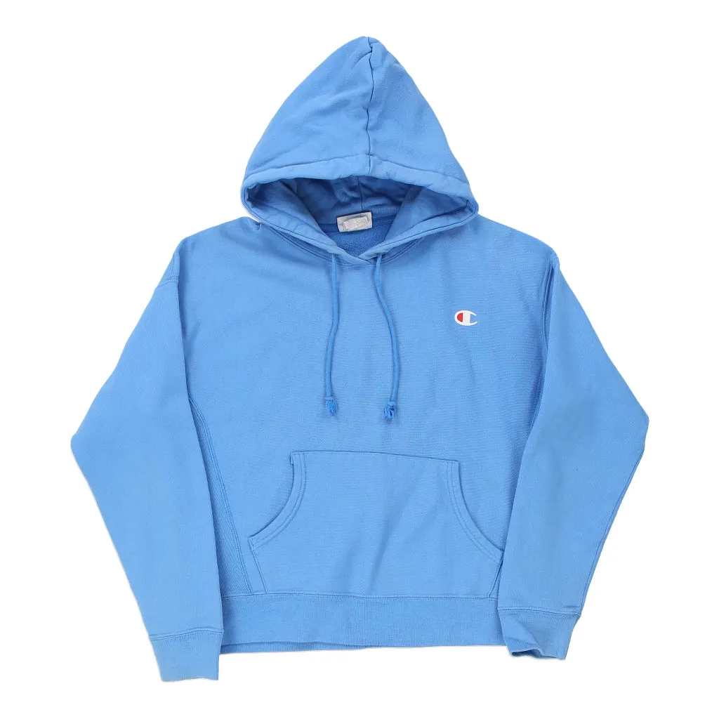 Reverse Weave Champion Hoodie - Large Blue Cotton Blend