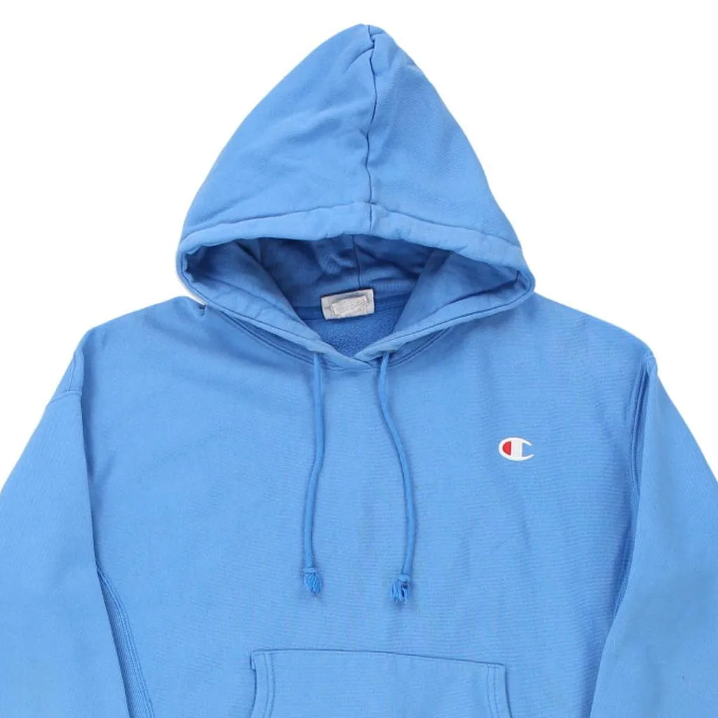 Reverse Weave Champion Hoodie - Large Blue Cotton Blend