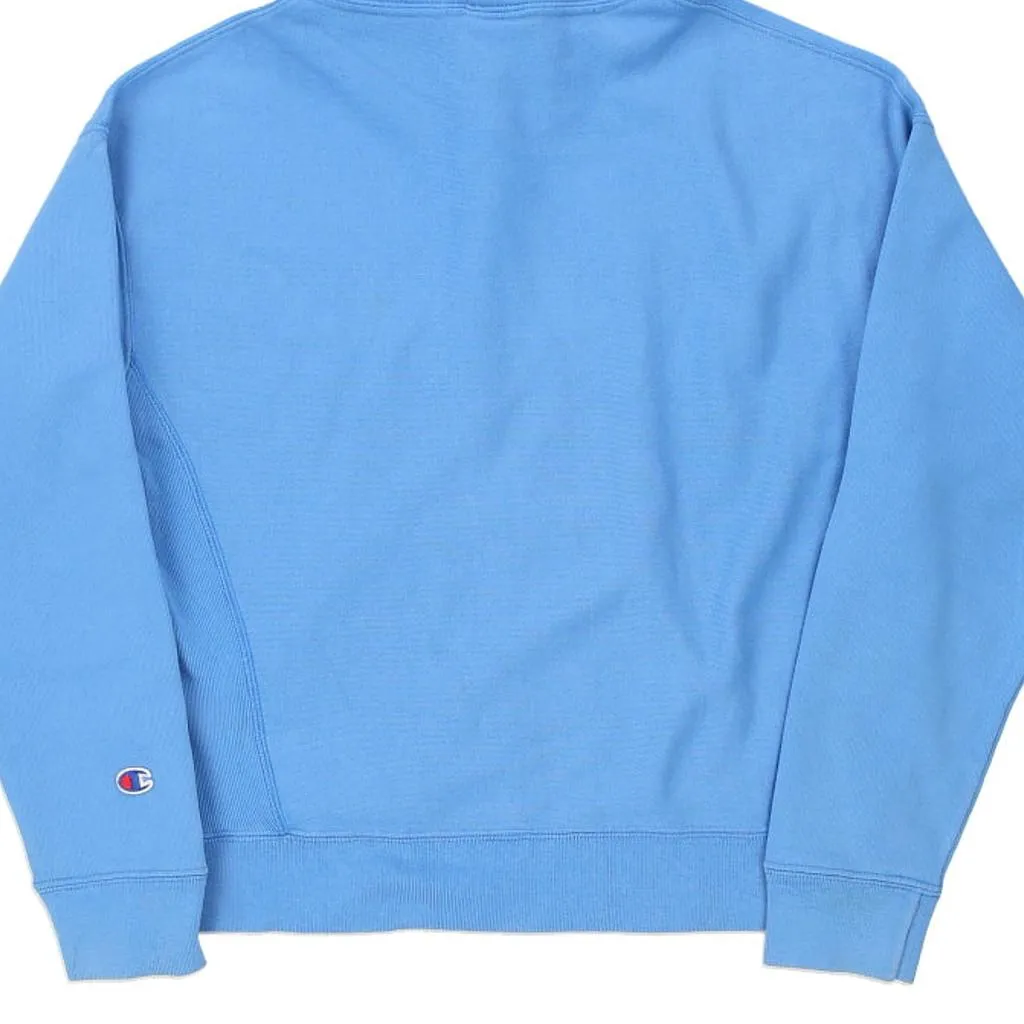 Reverse Weave Champion Hoodie - Large Blue Cotton Blend