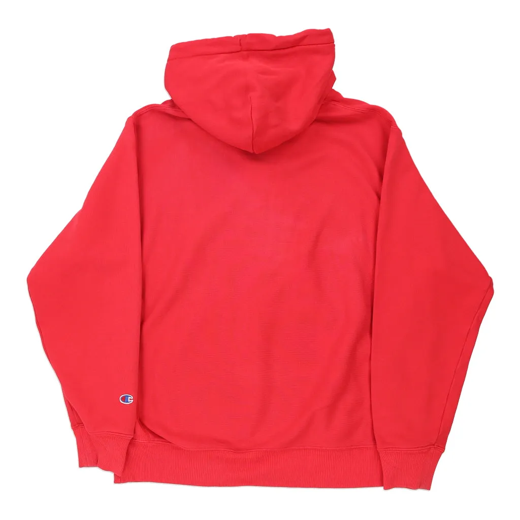 Reverse Weave Champion Hoodie - Large Red Cotton Blend