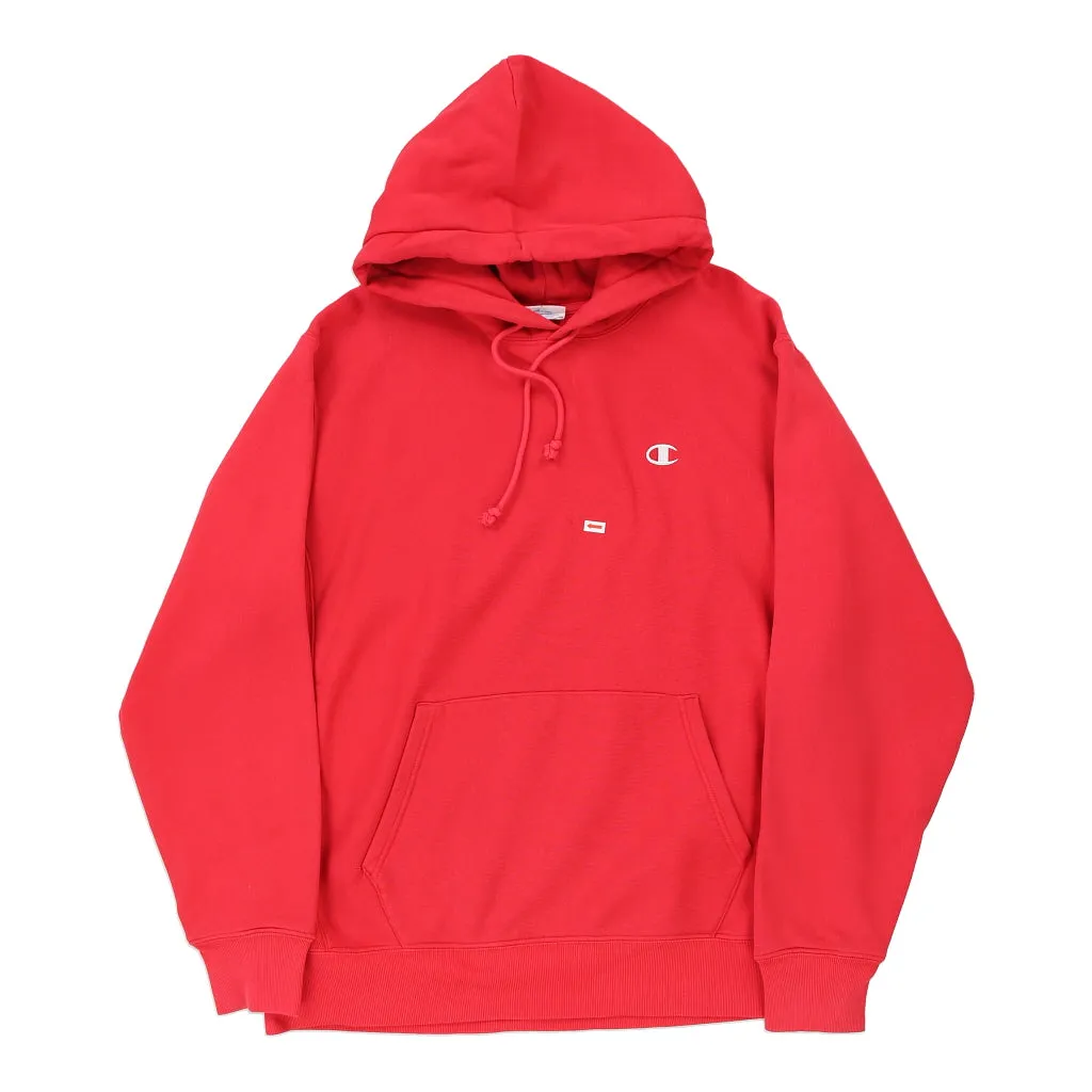 Reverse Weave Champion Hoodie - Large Red Cotton Blend