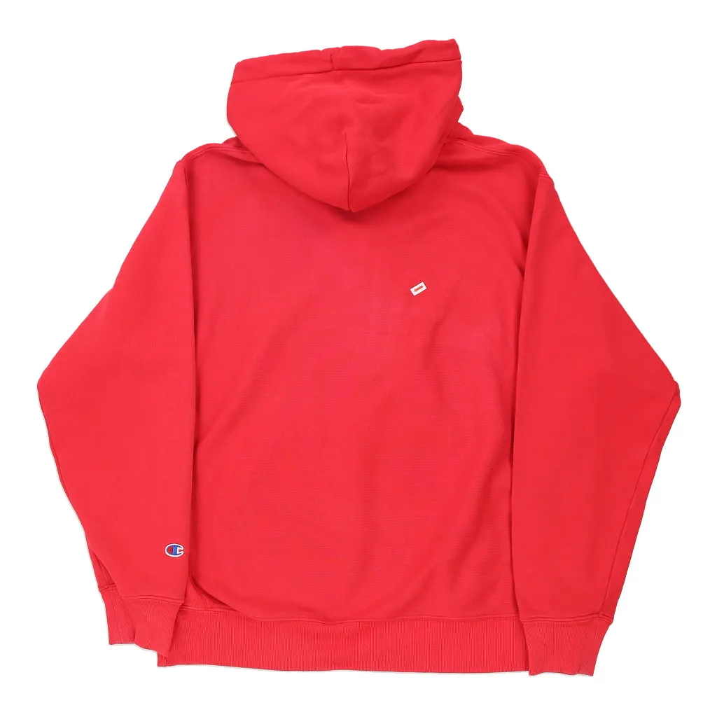 Reverse Weave Champion Hoodie - Large Red Cotton Blend