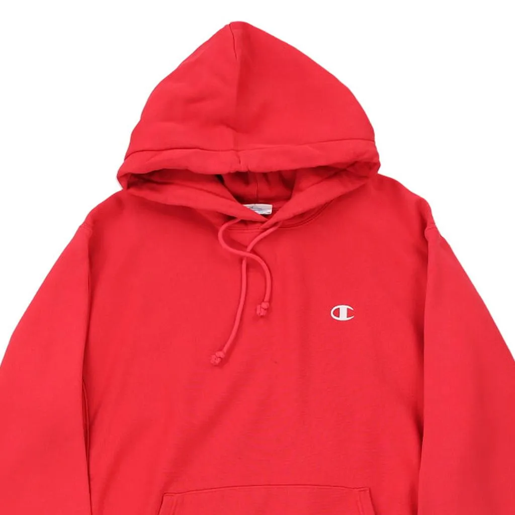 Reverse Weave Champion Hoodie - Large Red Cotton Blend