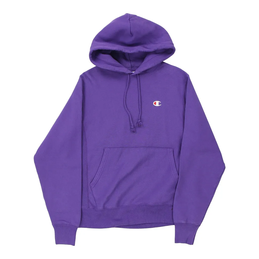 Reverse Weave Champion Hoodie - Small Purple Cotton Blend