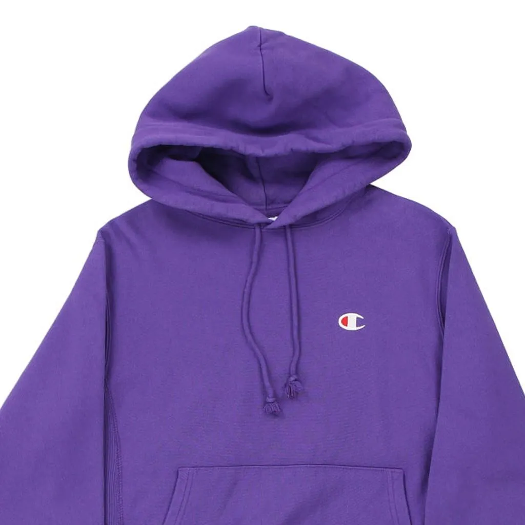 Reverse Weave Champion Hoodie - Small Purple Cotton Blend