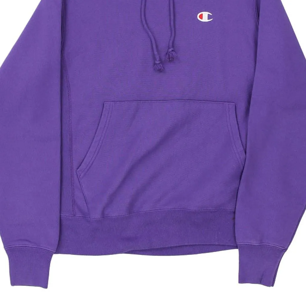 Reverse Weave Champion Hoodie - Small Purple Cotton Blend