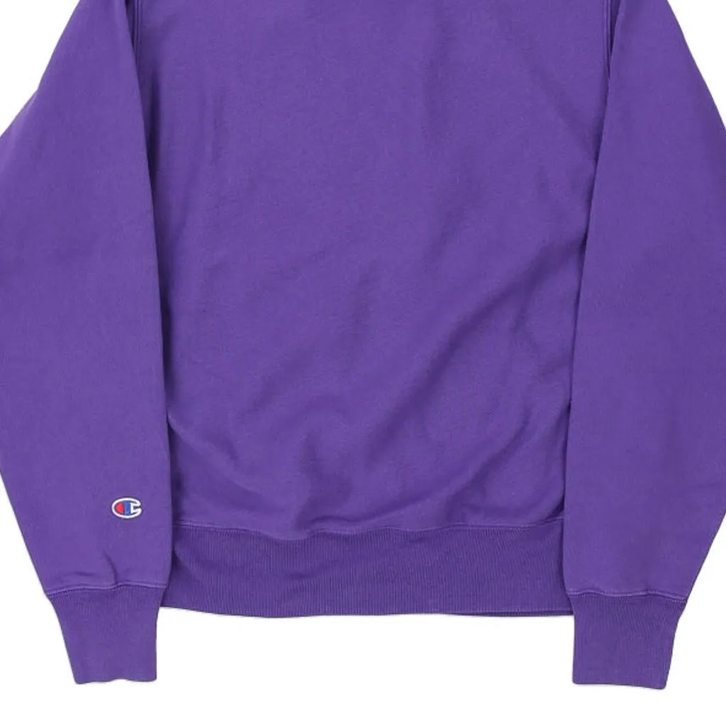 Reverse Weave Champion Hoodie - Small Purple Cotton Blend