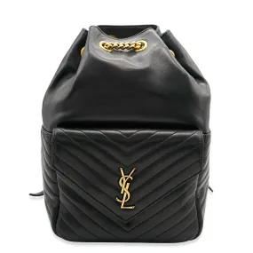 Saint Laurent Black Lambskin Matelasse Monogram Joe Backpack