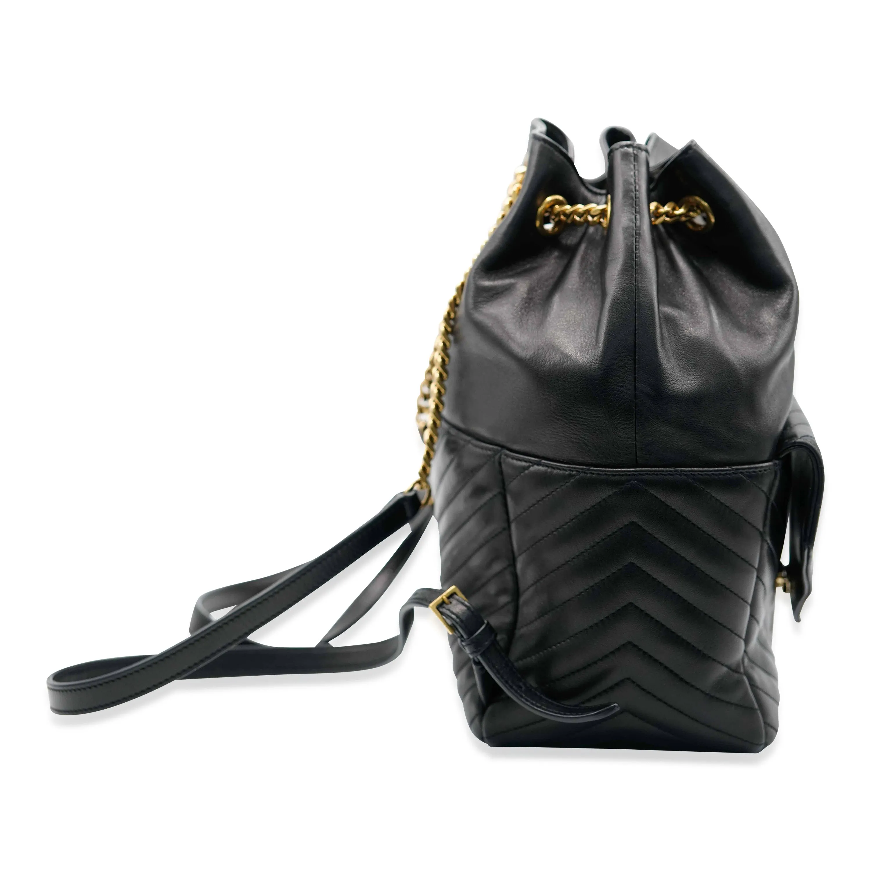 Saint Laurent Black Lambskin Matelasse Monogram Joe Backpack