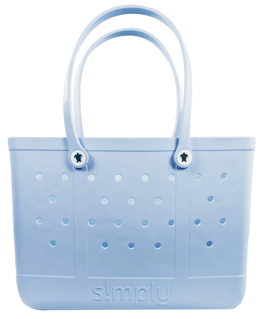 Simply Southern Solid Cool Blue Beach Waterproof Washable Large Tote Bag