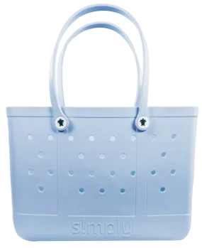 Simply Southern Solid Cool Blue Beach Waterproof Washable Large Tote Bag