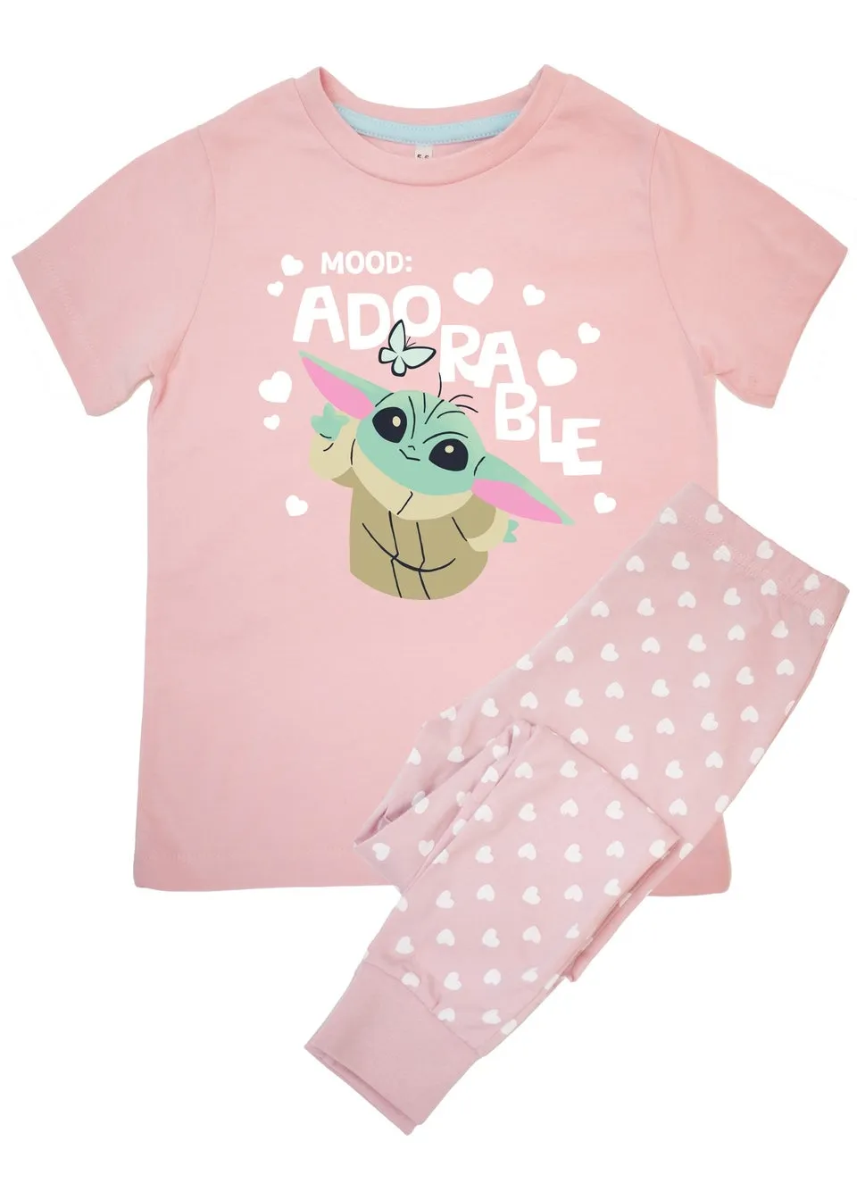 Star Wars The Mandalorian Adorable Kids Baby Pink Hearts Pyjamas (3-8 Years)