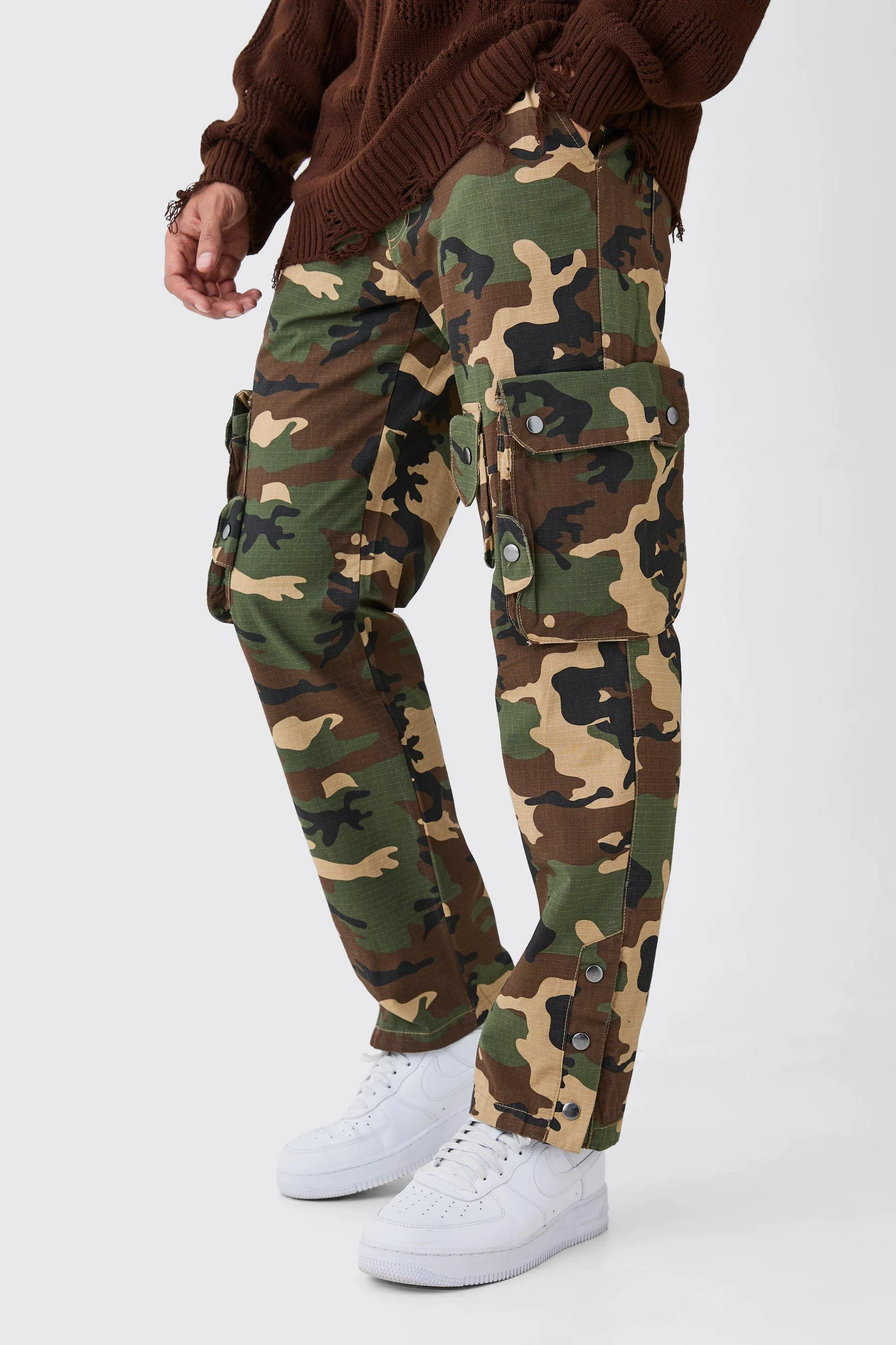 Straight Leg 3D Cargo Camo Ripstop Pants