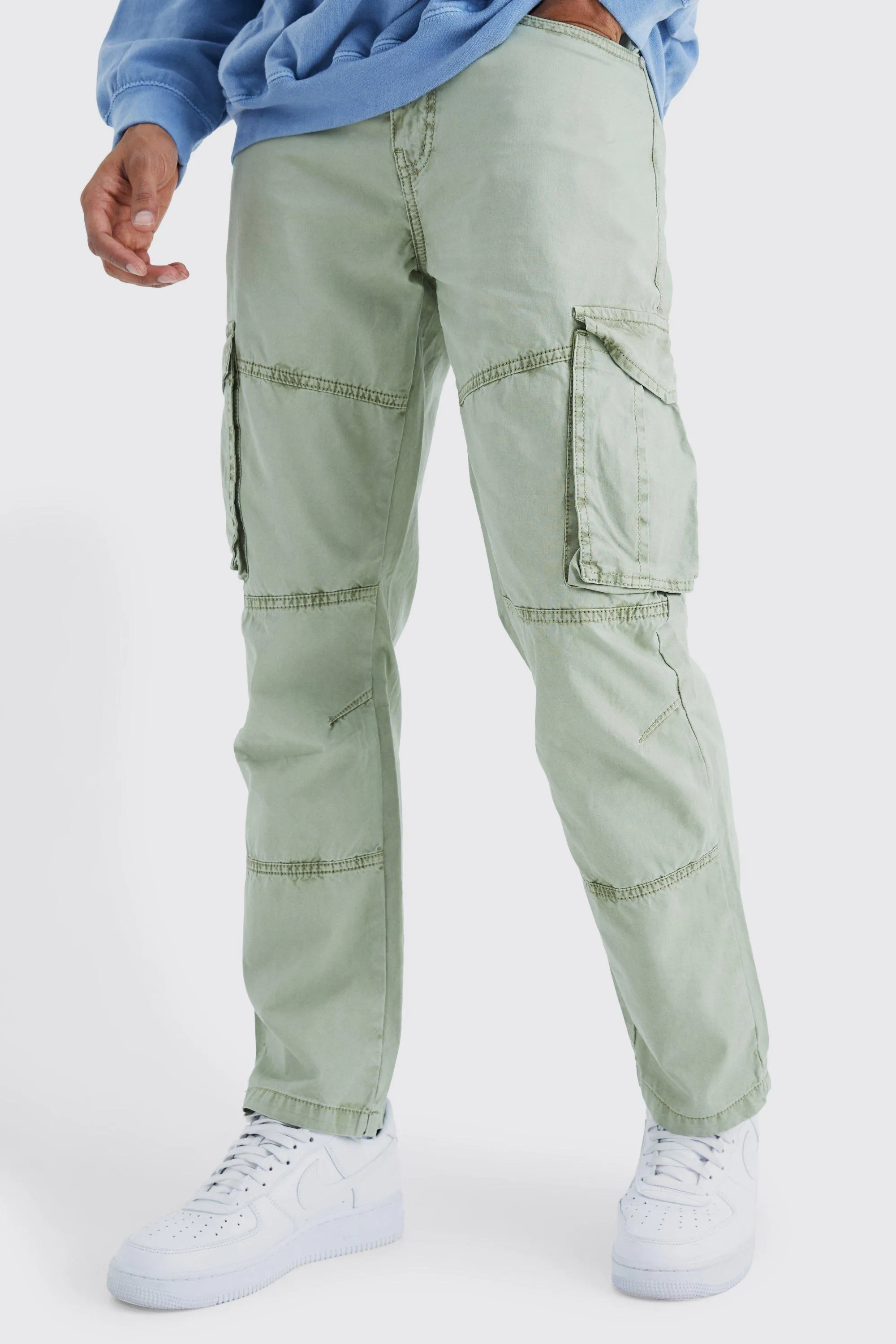 Straight Leg Overdye Acid Wash Cargo Pants