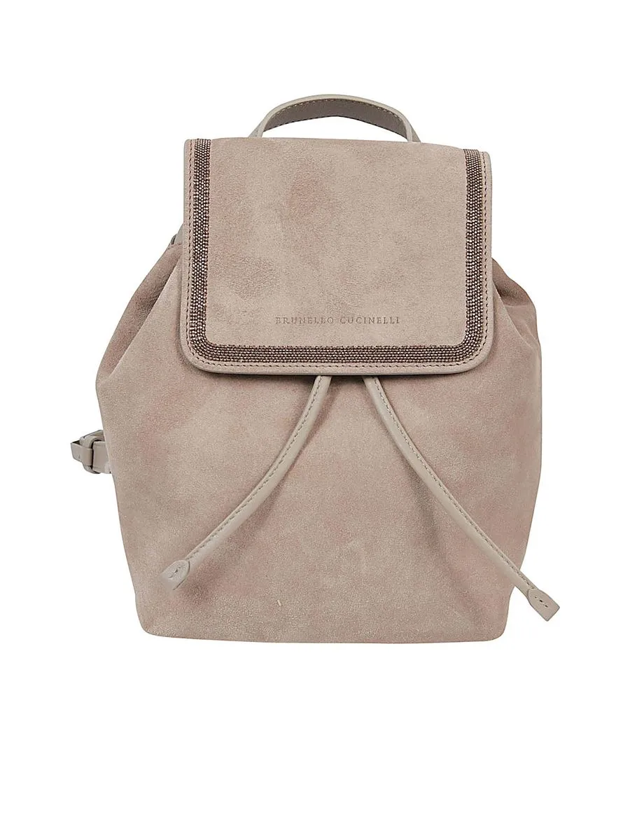 Suede Backpack With Monili Detailing