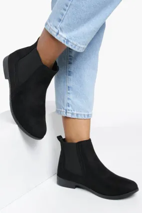 Suedette Flat Chelsea Boots