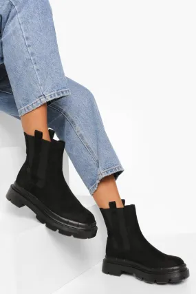 Tab Detail Chunky Chelsea Boots