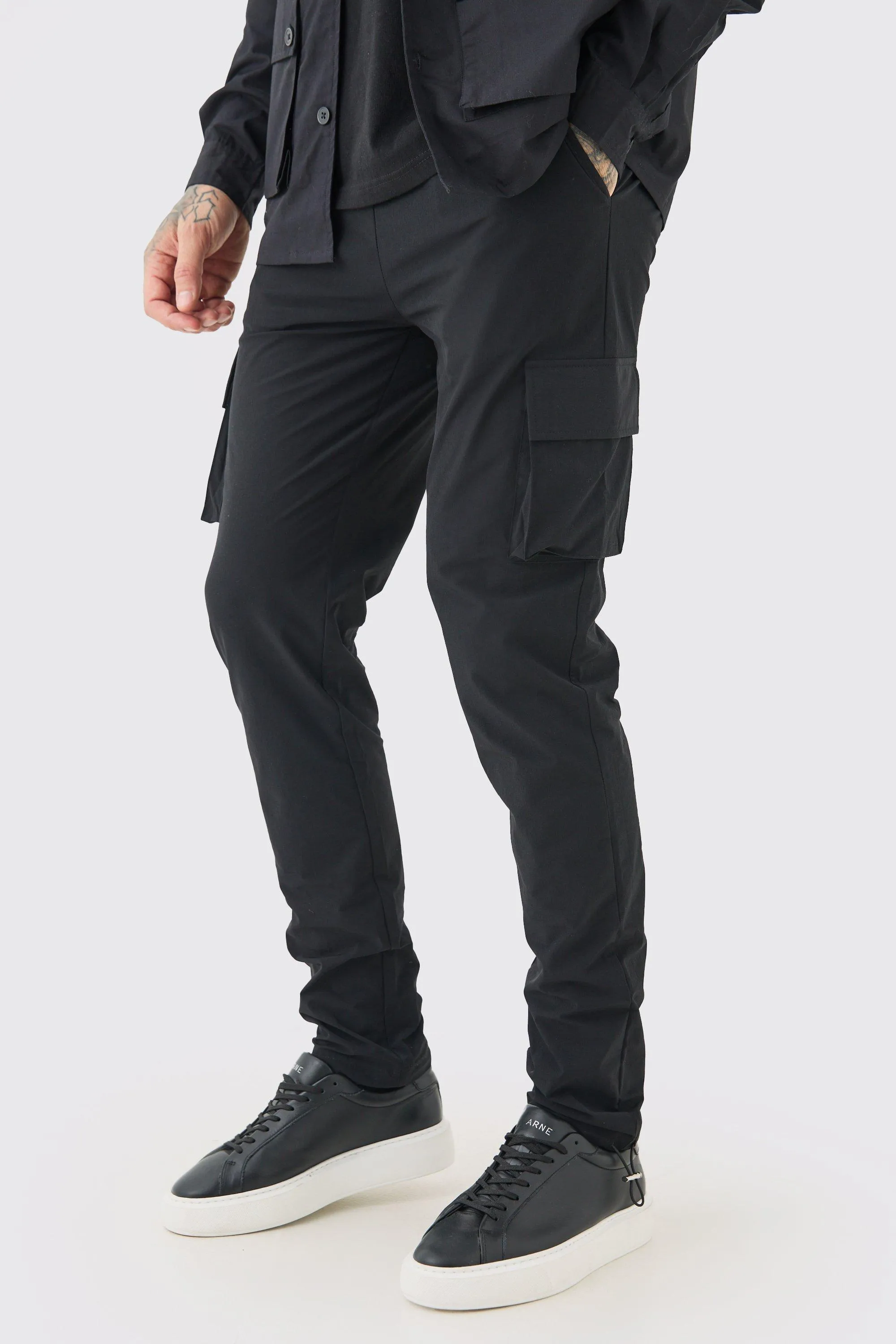 Tall Elasticated Waist Lightweight Stretch Skinny Cargo Pants