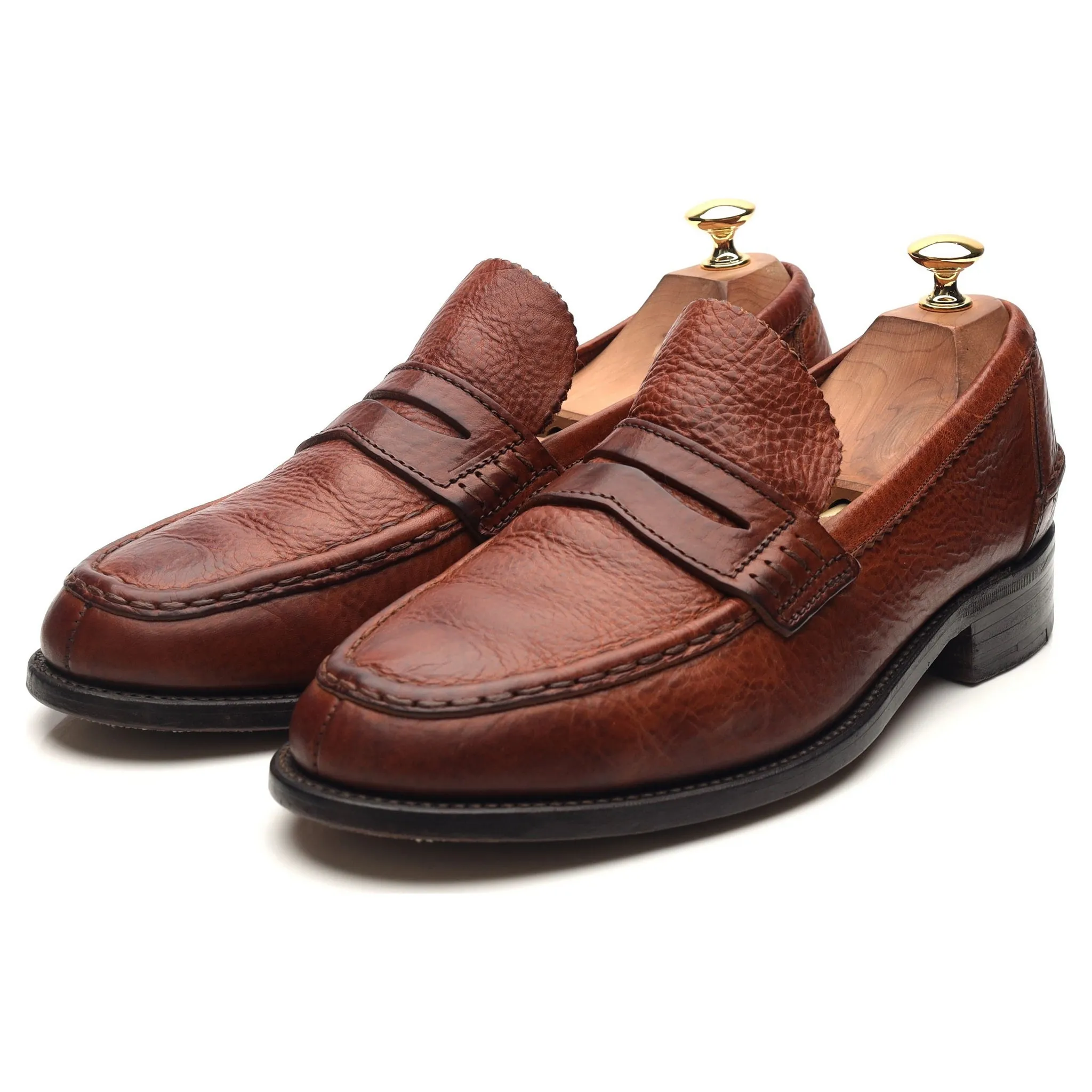 Tan Brown Leather Loafers UK 9.5 F